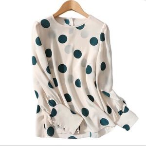 Silk Top with green dots
